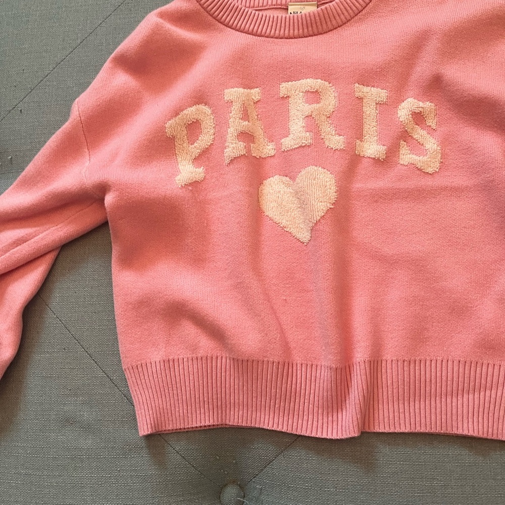 Pink Paris Heart Sweater